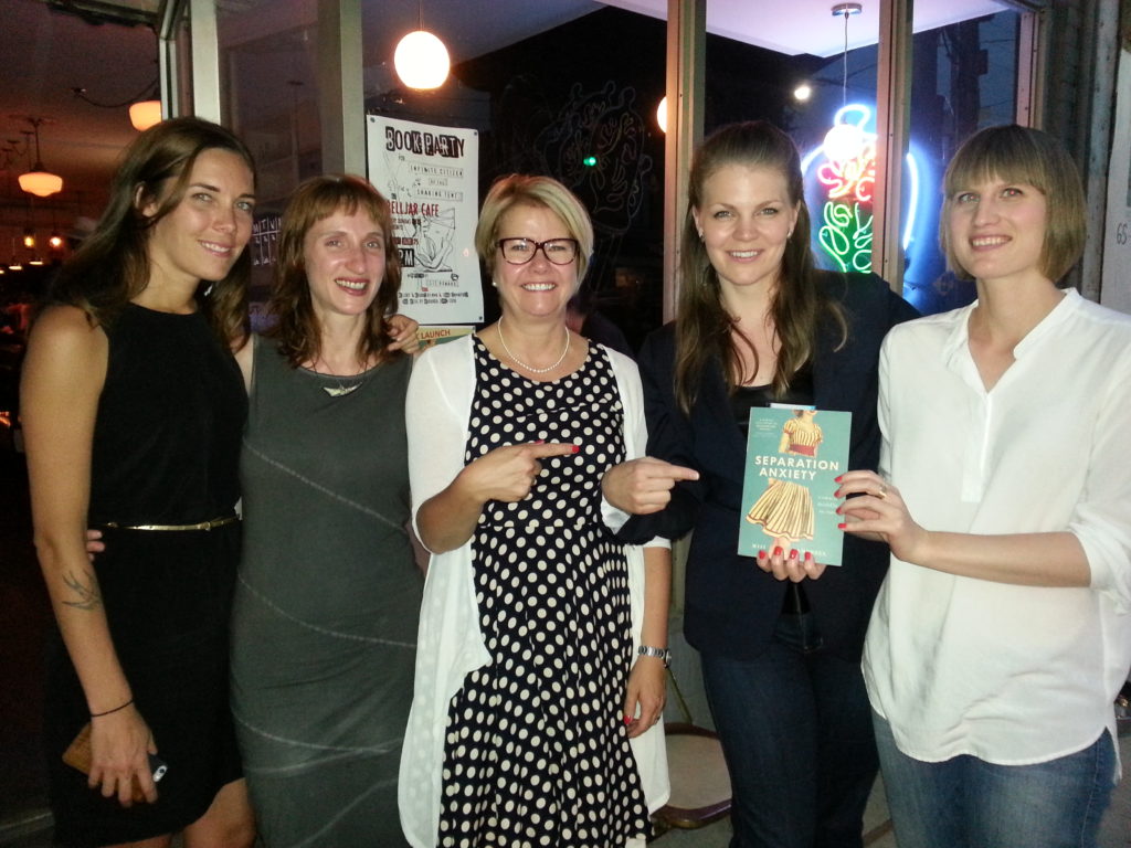 Miji Campbell and team at her Toronto book launch. From left, publicist Melissa Shirley; editor Judy Phillips; author Miji Campbell; editor Michelle MacAleese; and designer Jennifer Griffiths.